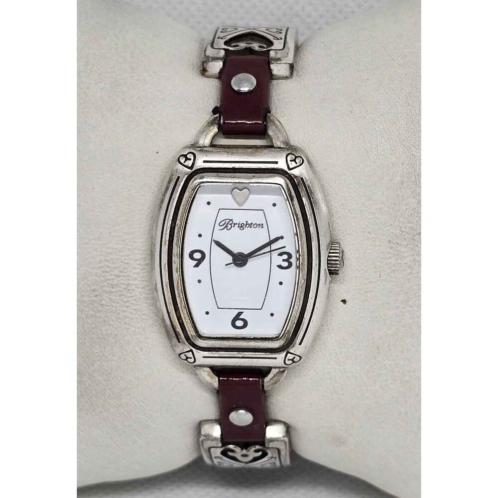 Women's Brighton Bismarck Classic Silver Tone Maroon Bracelet Watch 12
